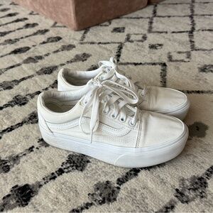 Vans | White Platform Canvas Sneakers